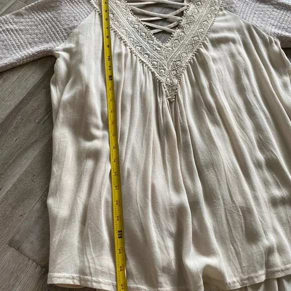 Miss Me Cream Drape Collar Cardigan- Size S - Picture 3 of 16